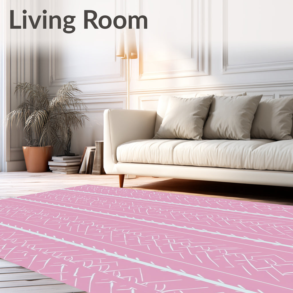 Pink Abstract Geometric Stripe Pattern Rug
