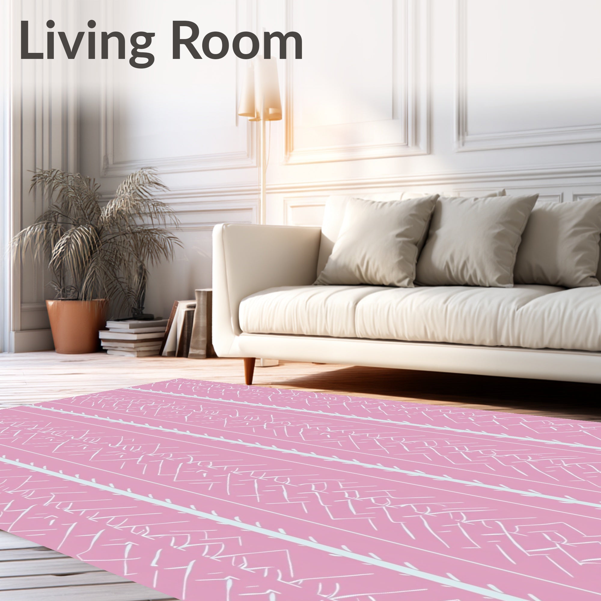 Pink Abstract Geometric Stripe Pattern Rug