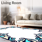 Blue Orchid Swirl Border Pattern Rug