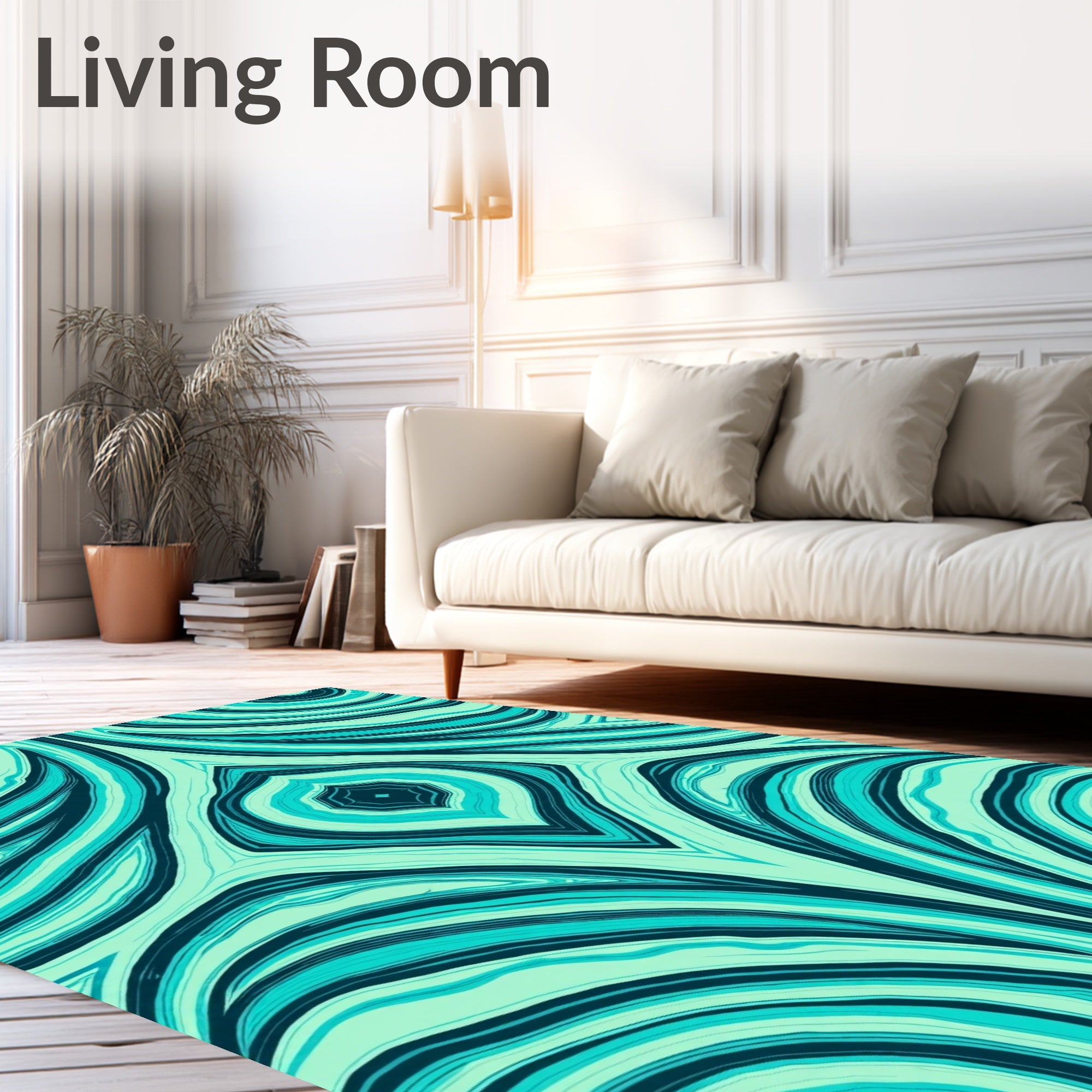 Aqua And Teal Swirl Pattern Rug