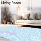 Soft Blue White Pink Swirl Pattern Rug