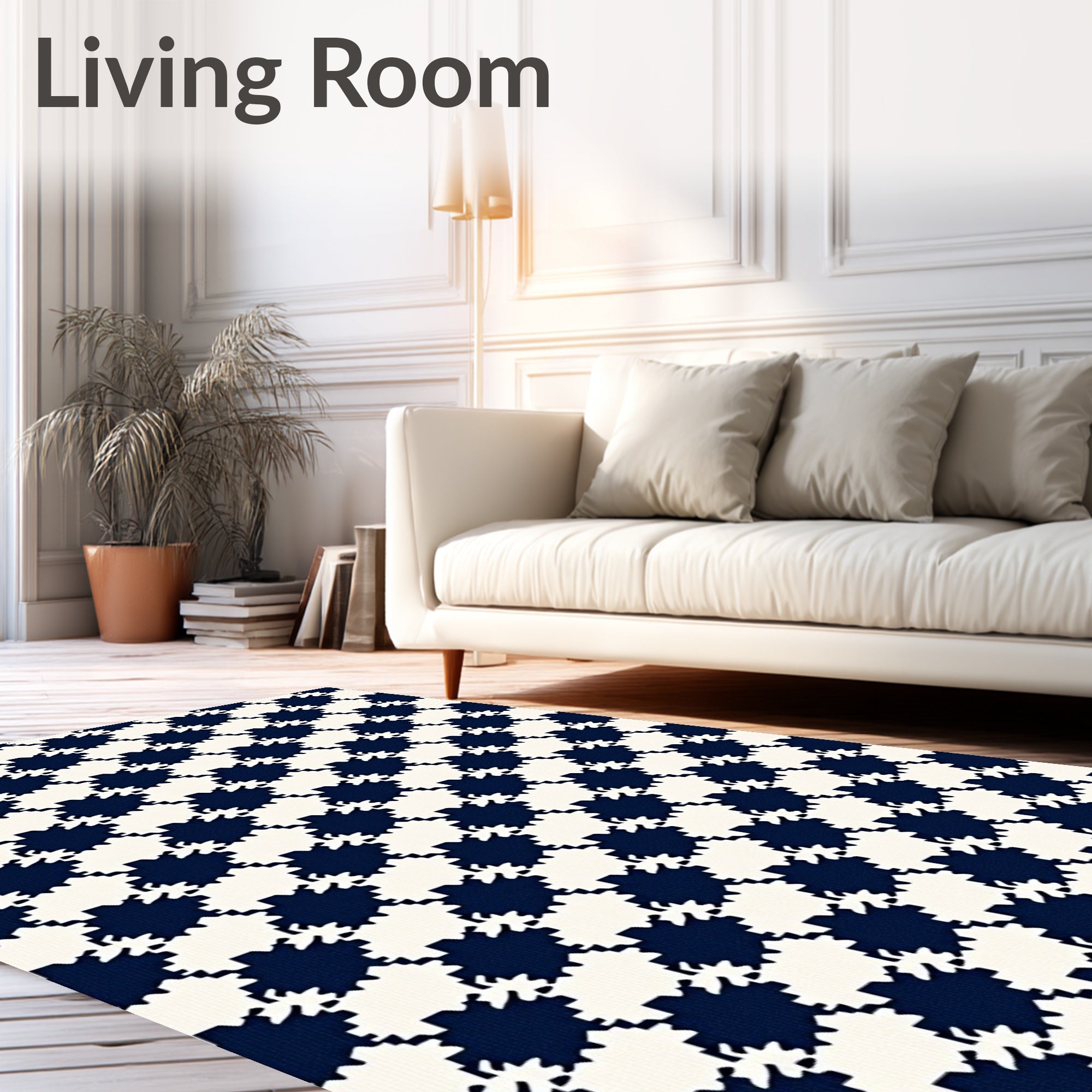 Houndstooth Pattern Textile Design Rug
