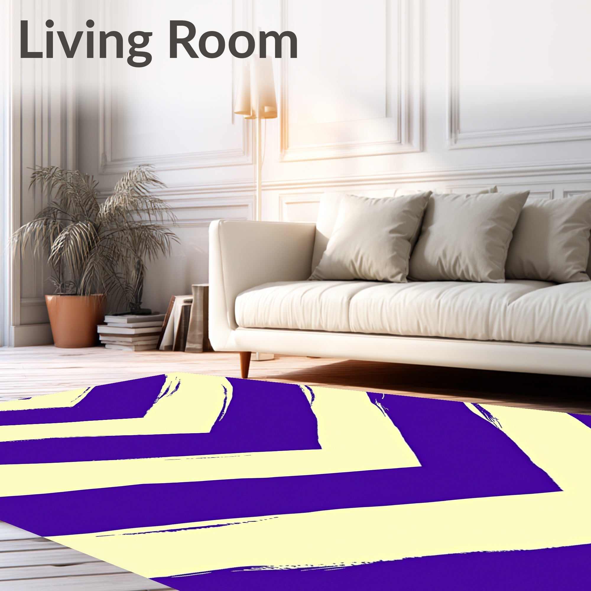 Bold Purple And Cream Chevron Pattern Rug