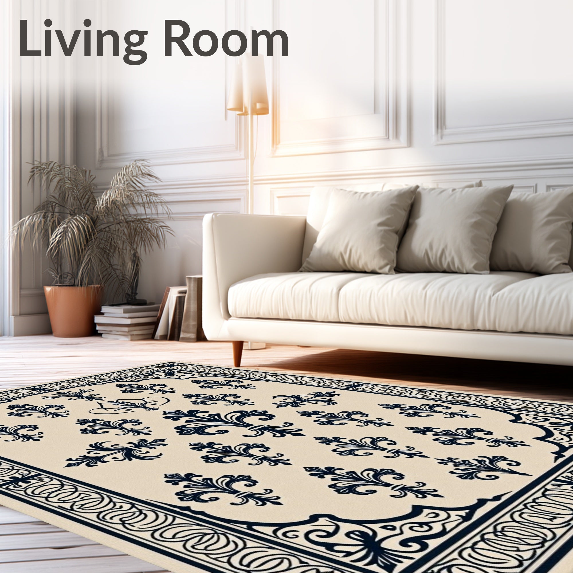 Elegant Fleur-de-lis Patterned Rug