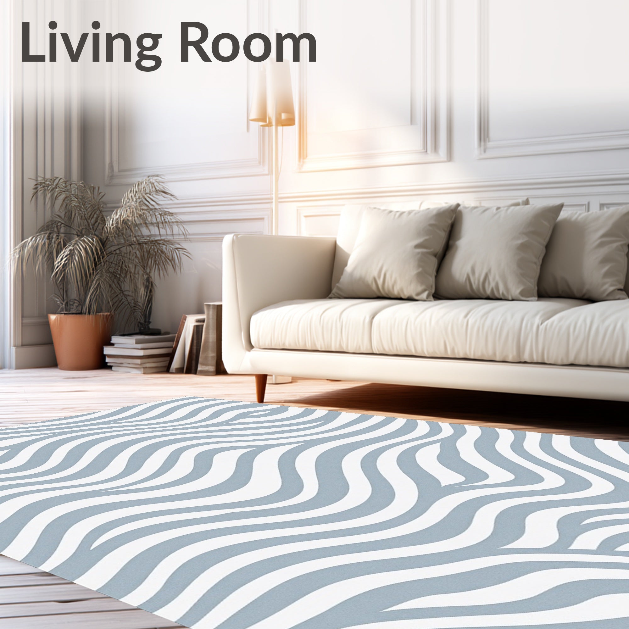 Subtle Wave Pattern Blue White Rug