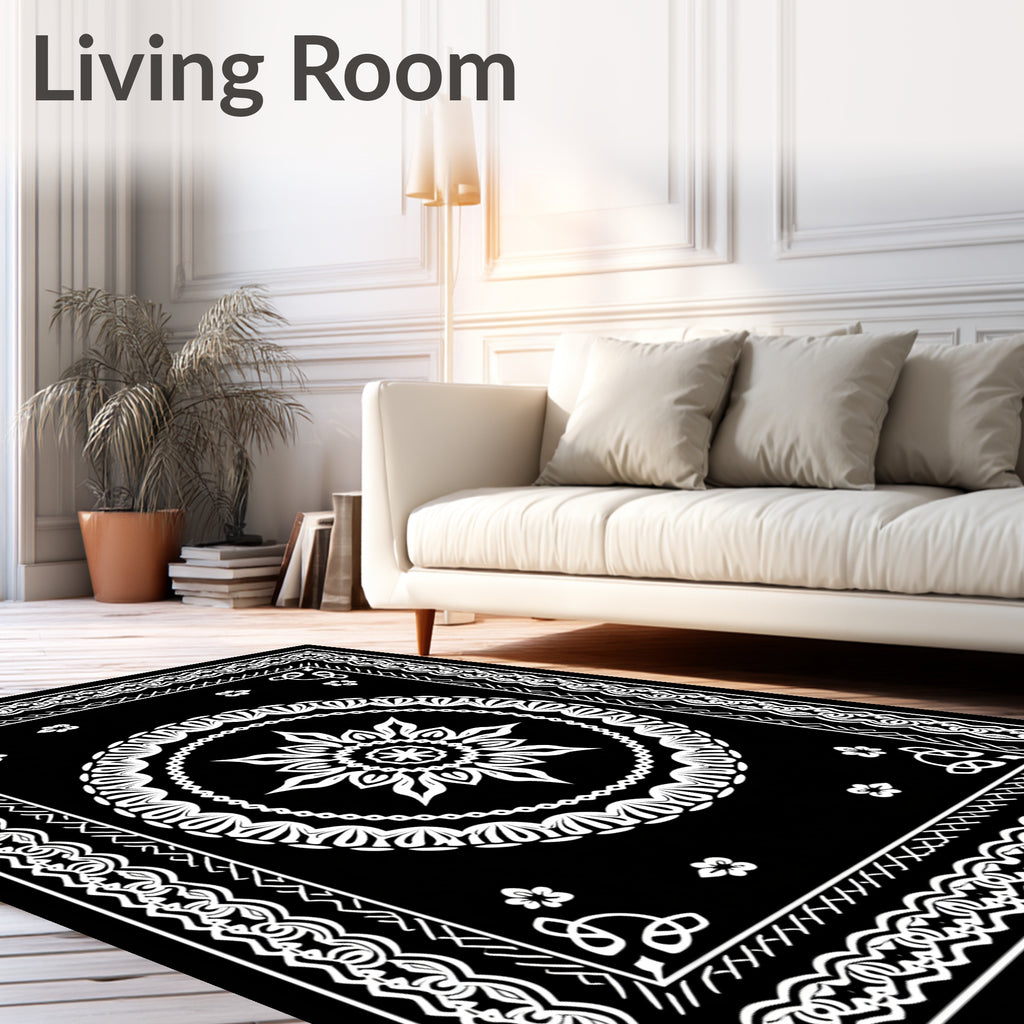 Monochromatic Floral Mandala Lace Rug
