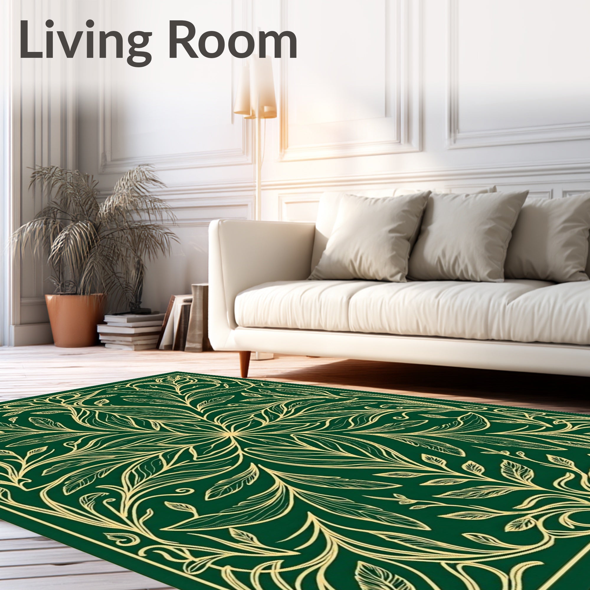 Elegant Floral Swirls Pattern Design Rug