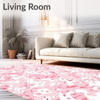 Soft Pink Abstract Blob Pattern Rug