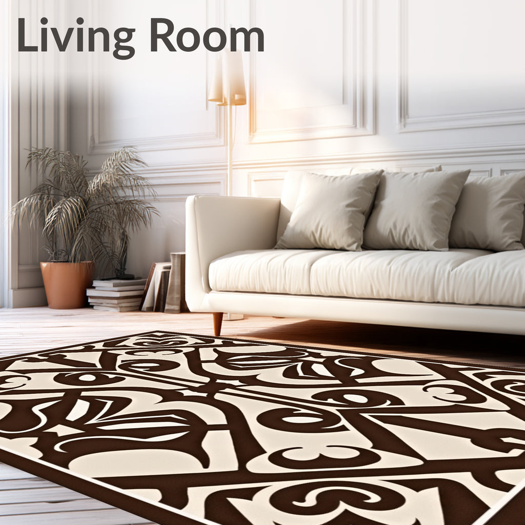 Brown Beige Classic Scroll Pattern Rug