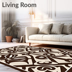 Brown Beige Classic Scroll Pattern Rug