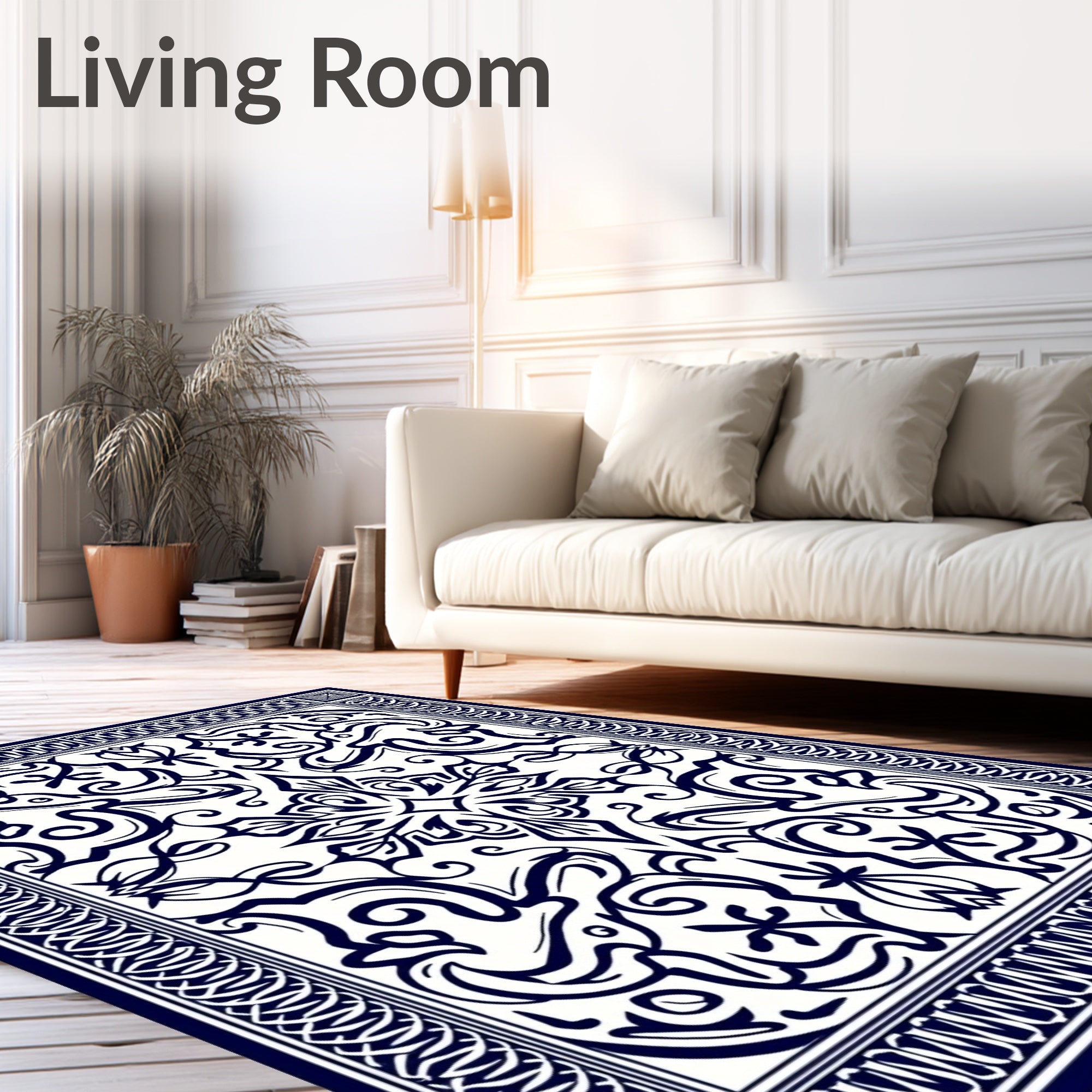Classic Scrollwork Floral Pattern Rug