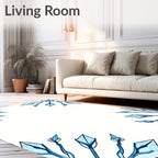 Icy Blue Diamond Snowflake Corner Rug
