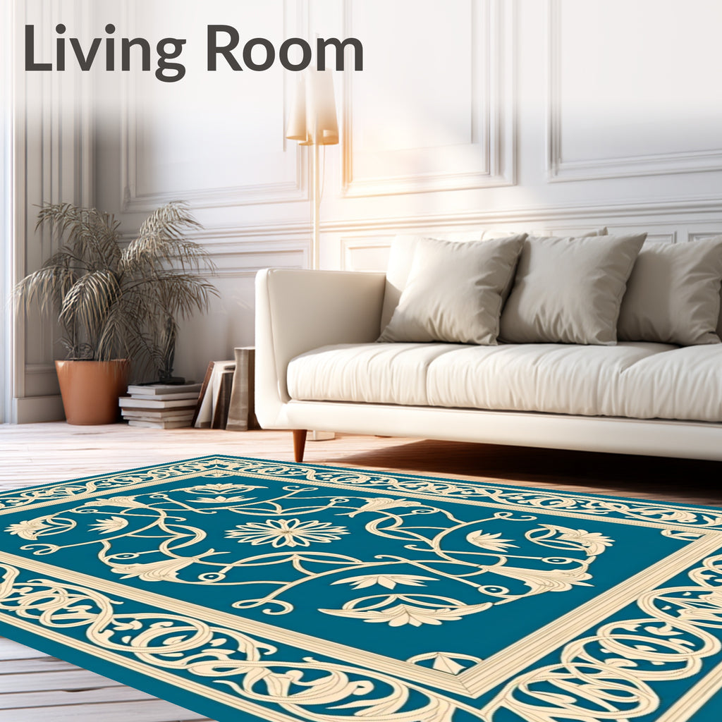 Ornate Floral Scrollwork Design Rug