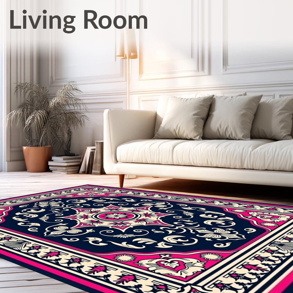Bold Floral Design With Pink Accents Rug