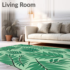 Green Tropical Foliage Pattern Rug