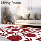 Red Floral Leafy Classic Pattern Rug