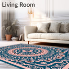 Mandala Inspired Teal And Pink Rug