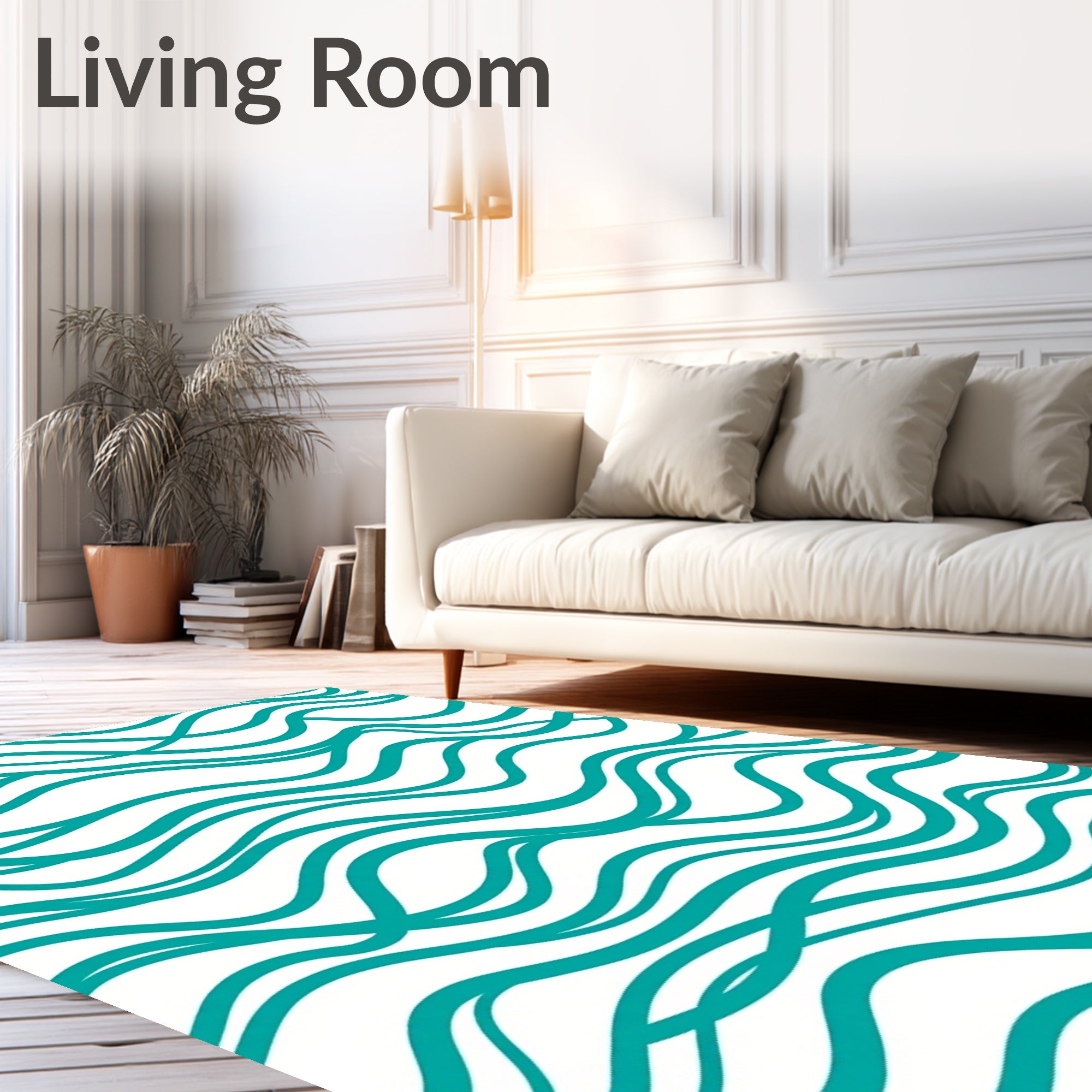 Teal Wavy Stripe Pattern Rug