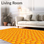 Golden Hexagonal Pattern Design Rug