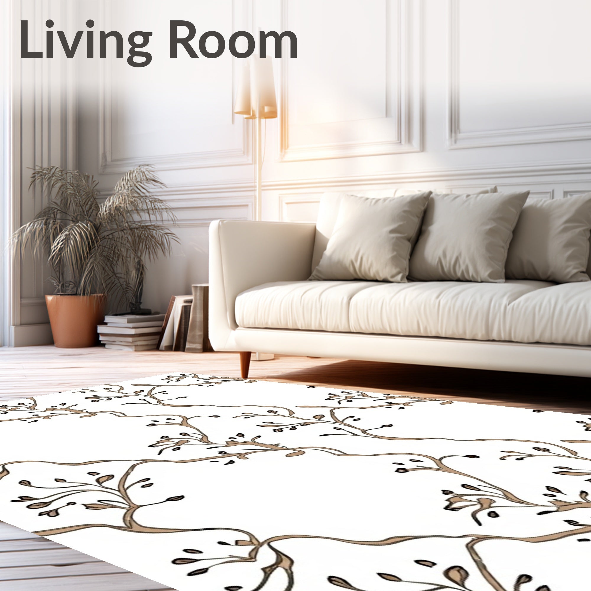 Delicate Vine Branch Pattern Design Rug