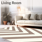 Chevron Beige White Stripes Design Rug