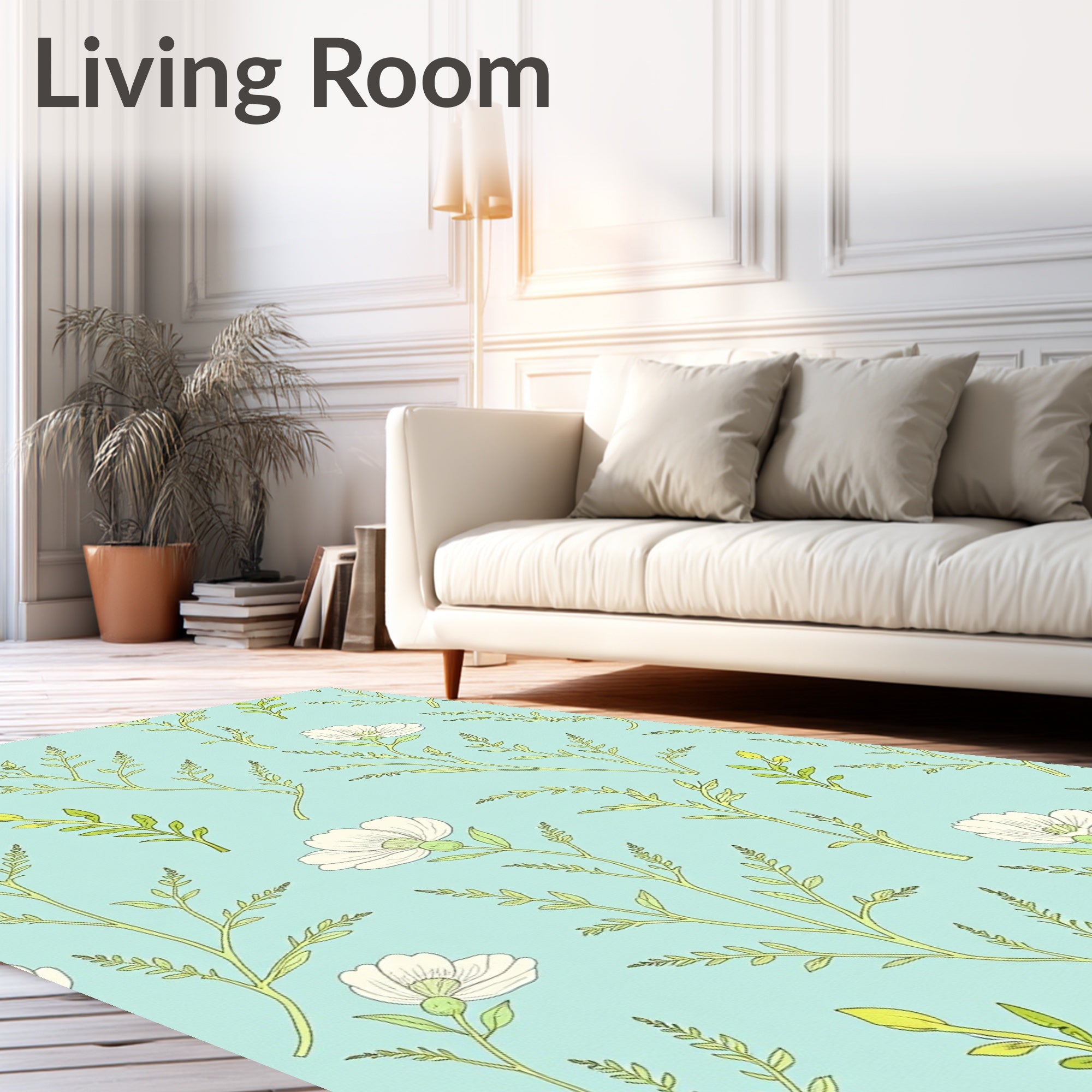 Delicate Floral Branches Pattern Design Rug