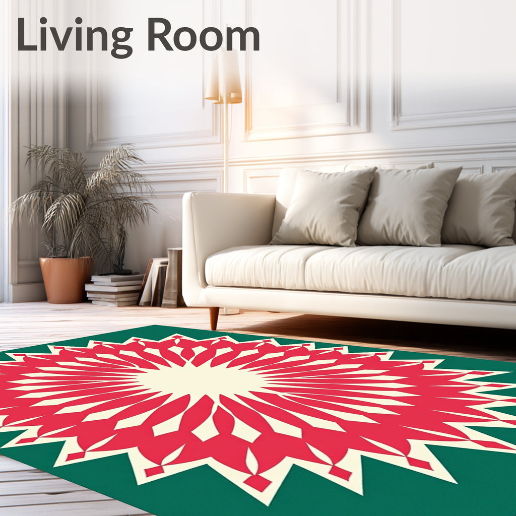 Radiant Sunburst Floral Pattern Rug