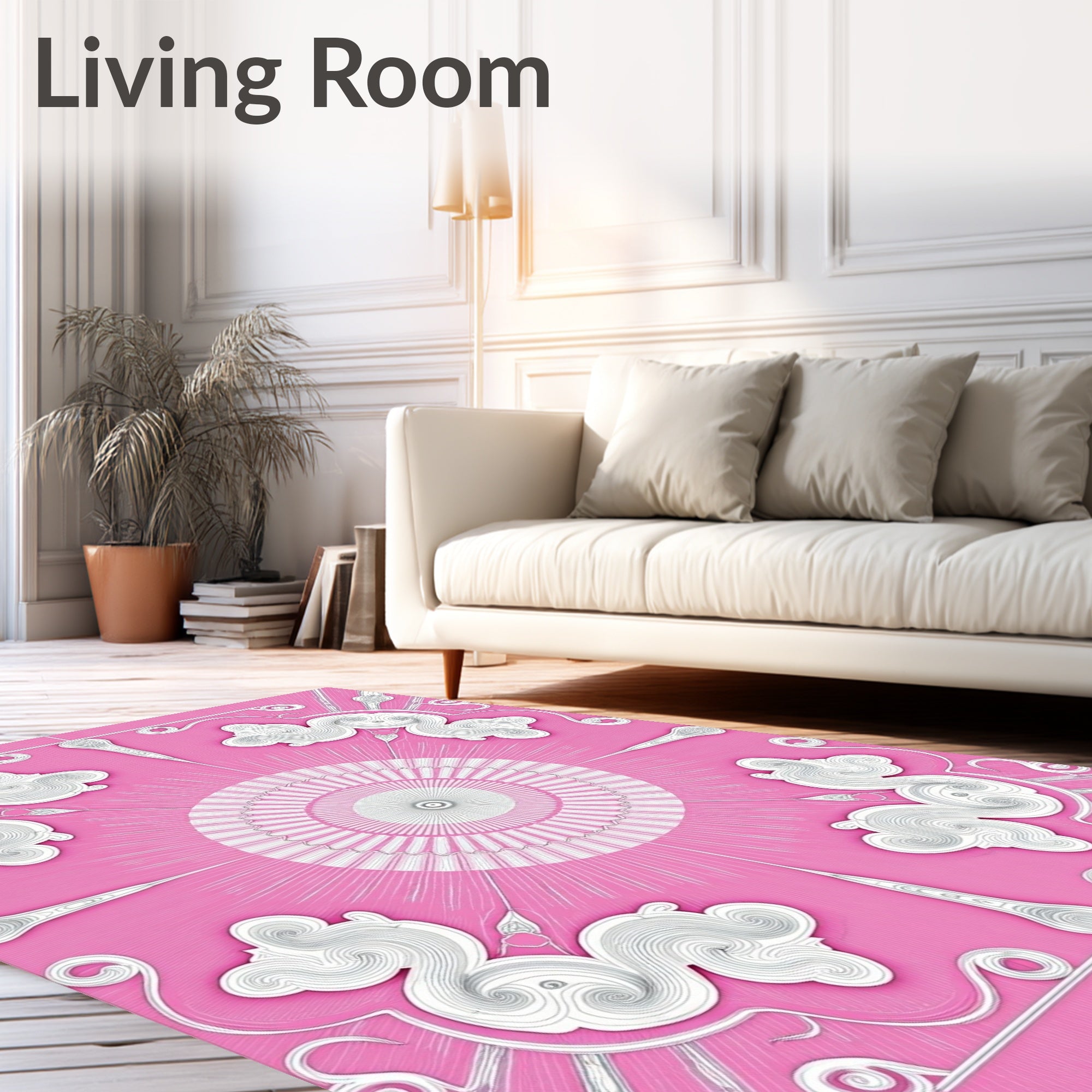 Pink Swirls Mandala Pattern Design Rug