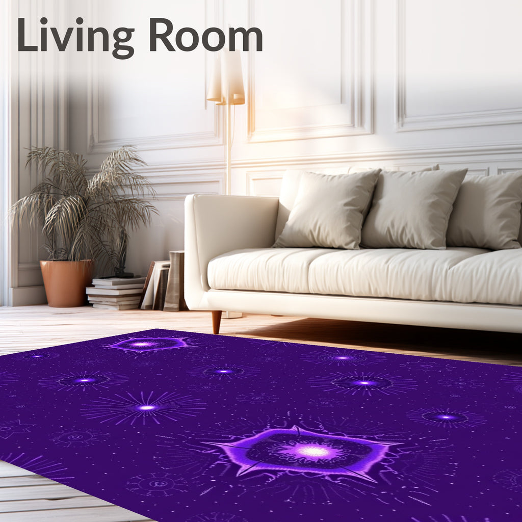 Purple Abstract Starburst Pattern Rug
