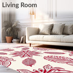 Intricate Red Floral Leaf Pattern Rug