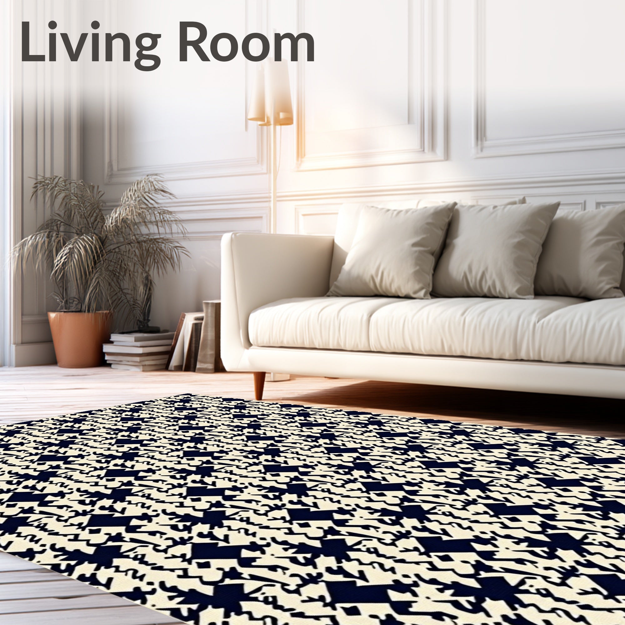 Classic Houndstooth Geometric Pattern Rug