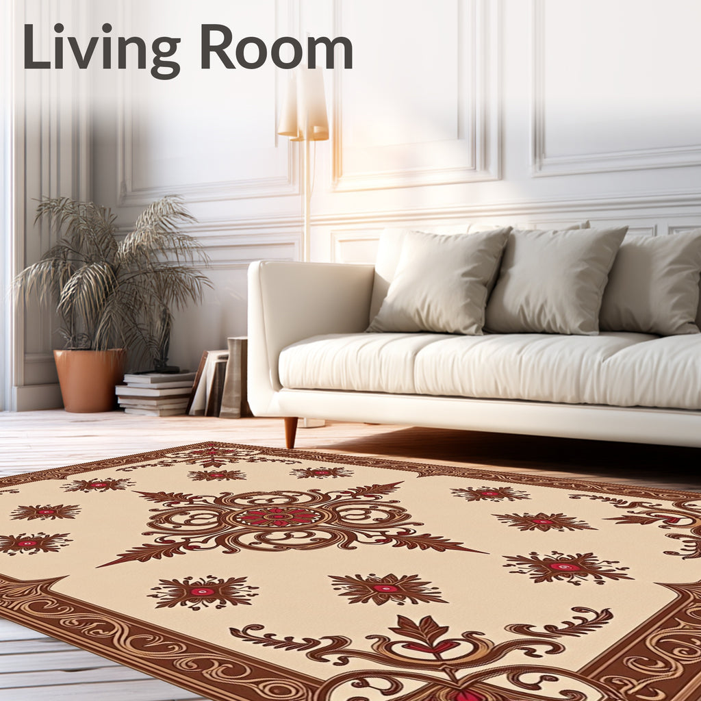 Rich Floral Scrollwork Pattern Rug
