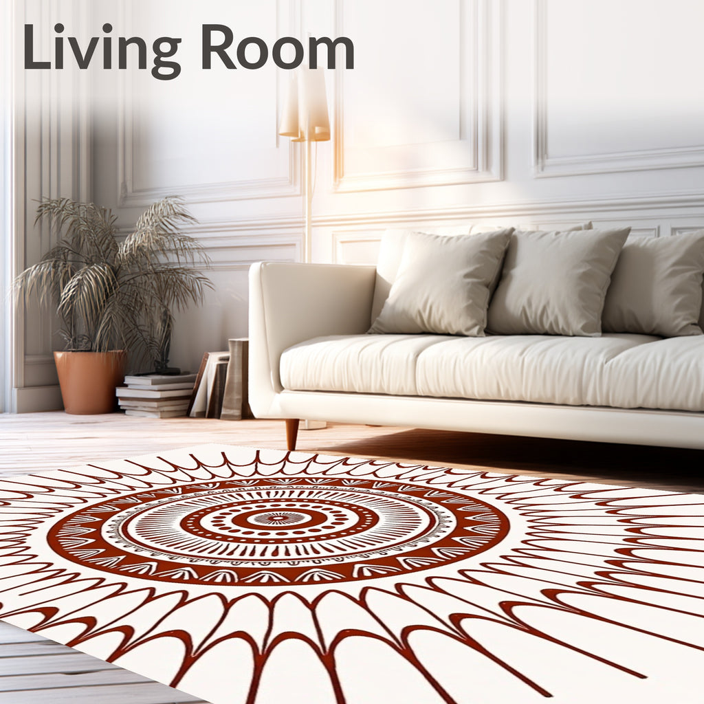 Round Ethnic Sunburst Pattern Rug