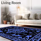 Elegant Blue Floral Vintage Pattern Rug