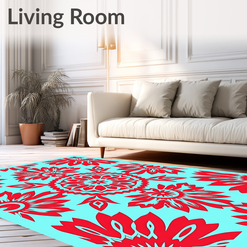 Bold Red Floral Mandalas Rug