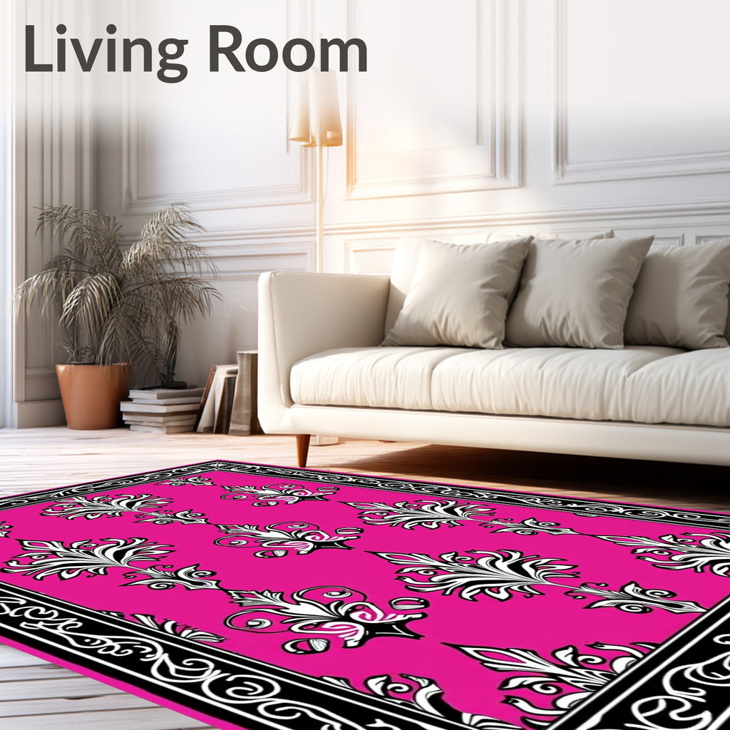 Bold Floral Damask Pattern Rug