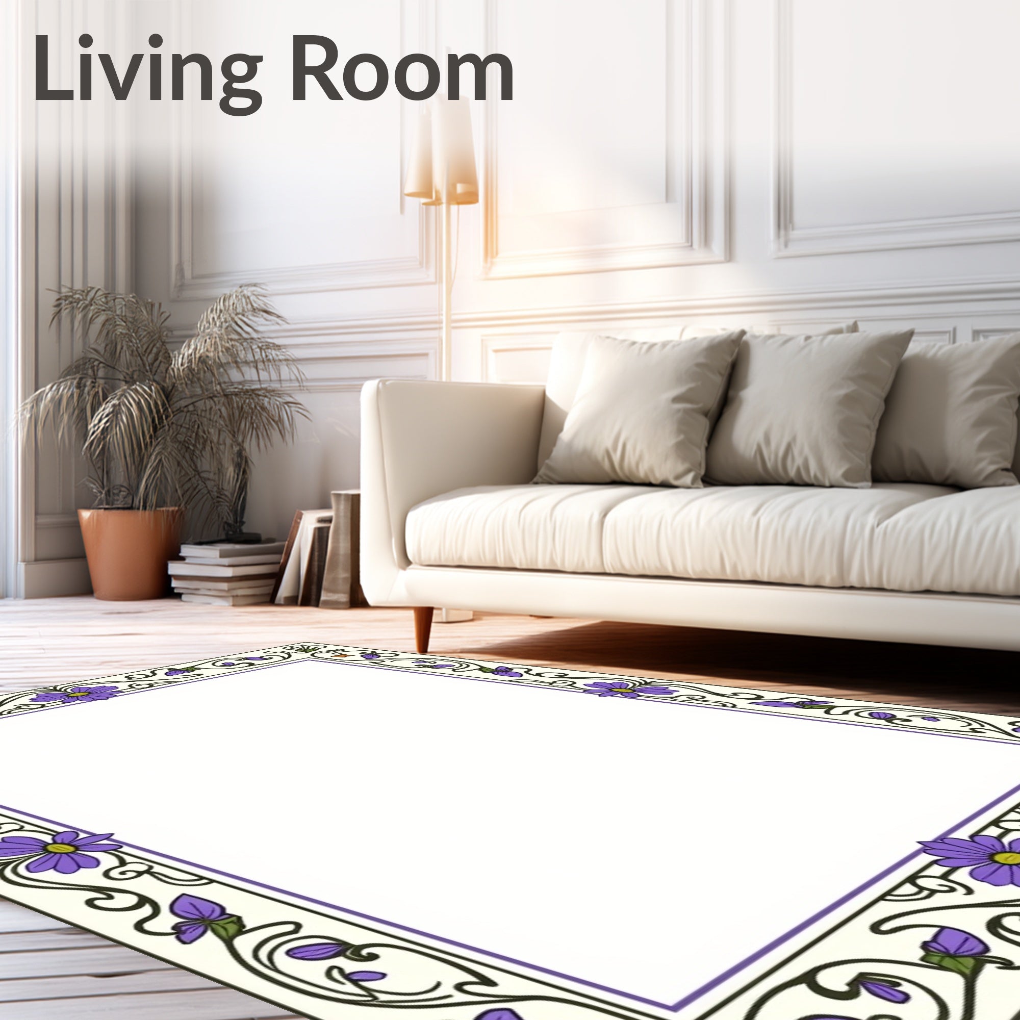 Floral Art Nouveau Inspired Cream Rug