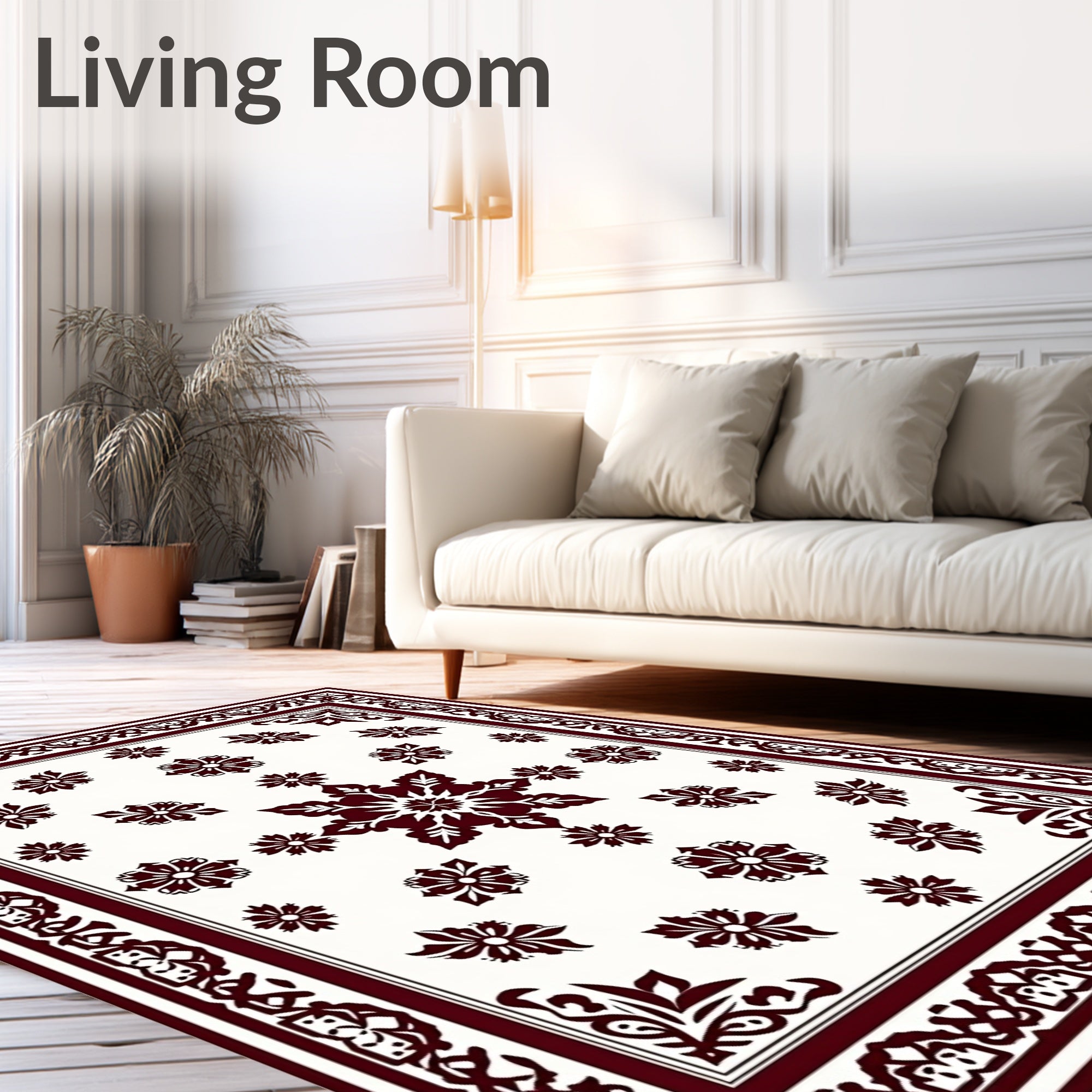 Classic Floral Medallion Pattern Print Rug