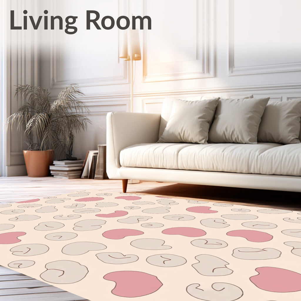 Pink Grey Blob Pattern Rug