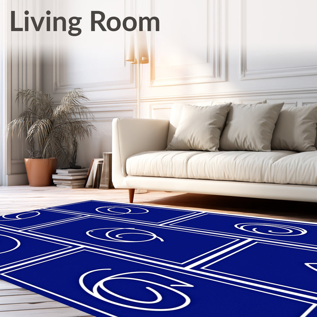 Abstract Swirl Blue White Pattern Rug