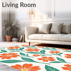 Radiant Orange Daisy Pattern Rug