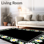 Daisies and Leaves Border Design Rug