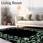 Vintage Floral Swirl Accent Border Rug