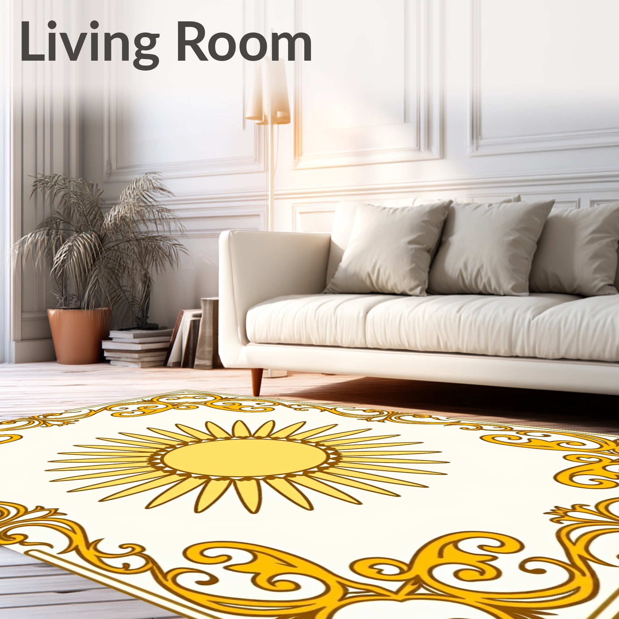 Bright Sun With Ornate Border Rug