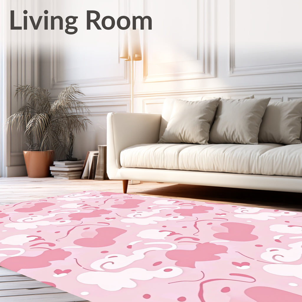 Playful Pink Abstract Organic Shapes Rug