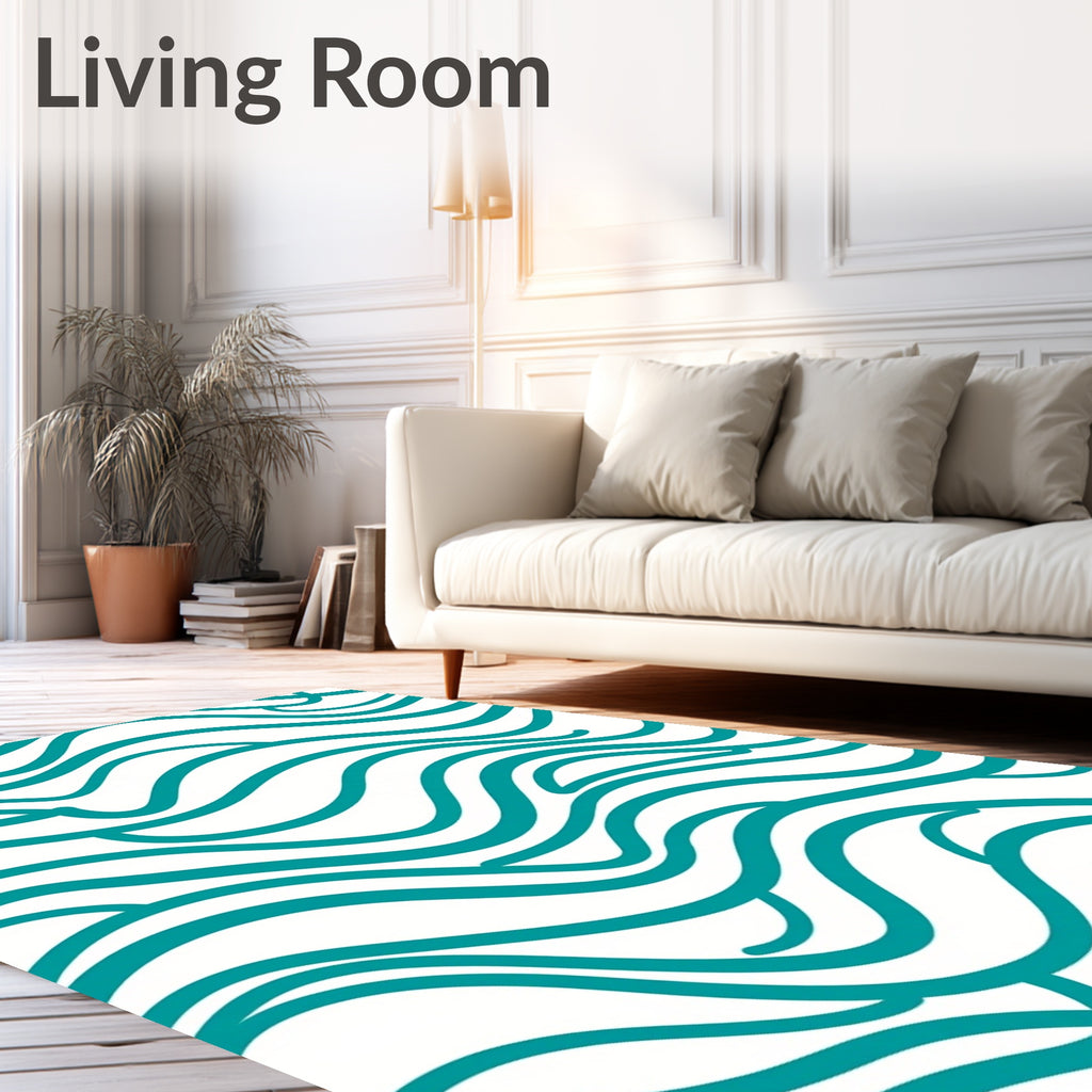 Teal Abstract Swirl Pattern Rug