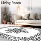 Intricate Floral Mandala Border Design Rug