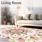 Floral Mandala Design with Pink Petals Rug