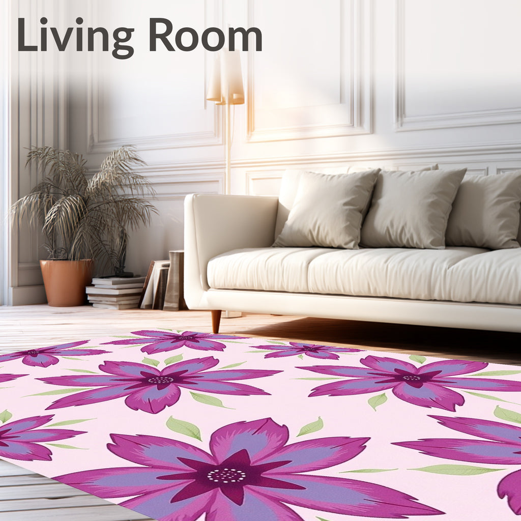 Floral Pop Art Inspired Pink Rug