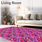 Abstract Swirls Geometric Pink Pattern Rug